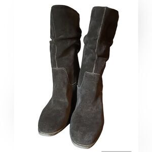 Crown & Ivy Zodiac Black Suede Stacked Heel Boots SZ 10
